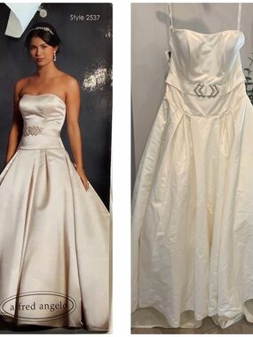 Alfred Angelo Ivory Strapless Satin Wedding Gown